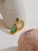 Emerald Drops – Adjustable Green Natural Stone Ring