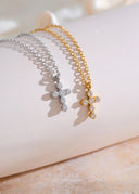 Croix Étoilée – Zirconia Cross Necklace