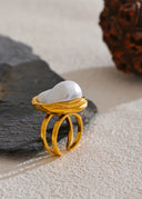 Perle Baroque Dorée Ring
