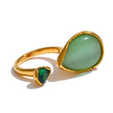 Emerald Drops – Adjustable Green Natural Stone Ring